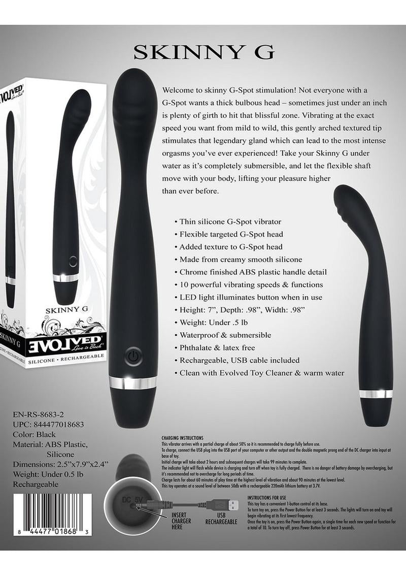 SLIM JIM Skinny G Rechargeable Silicone G-Spot Vibrator - Black