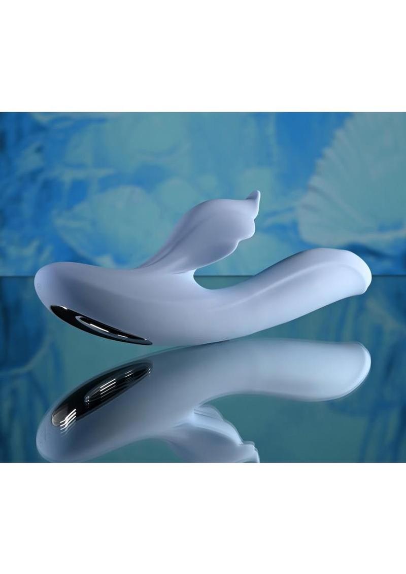 In Bloom Rechargeable Silicone Heating Rabbit Vibrator - Blue