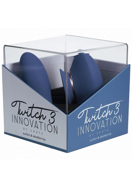 Twitch 3 Silicone Rechargeable Suction & Tongue Vibrator - Blue/Grey