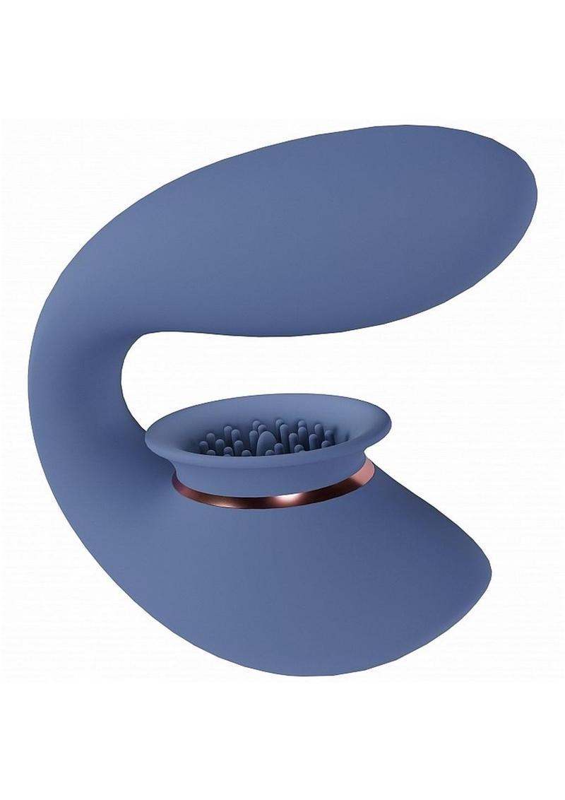 Twitch 3 Silicone Rechargeable Suction & Tongue Vibrator - Blue/Grey