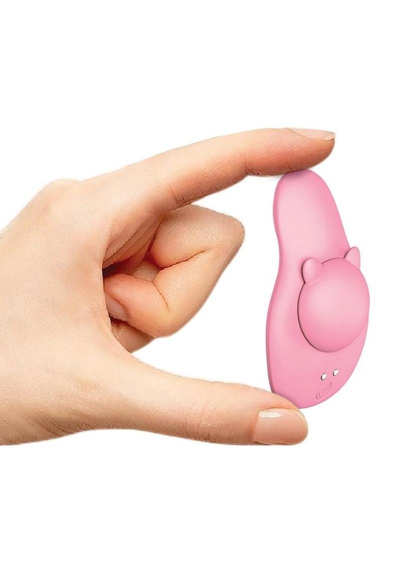 Ultra Here Kitty Kitty Rechargeable Silicone Panty Vibe with Remote Control - Pink