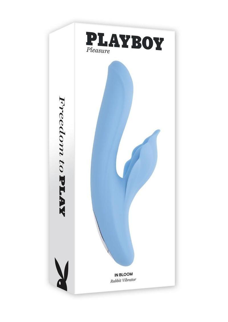 In Bloom Rechargeable Silicone Heating Rabbit Vibrator - Blue